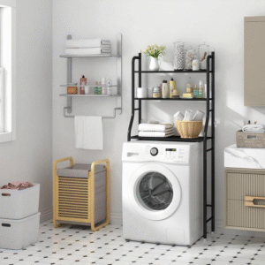 UDEAR-3-stufiges Toilettenregal, platzsparendes Badezimmerregal, Eckhalterung, Aufbewahrungsorganisator, Zubehör, Waschmaschine, mit Hängestange, Turmregal